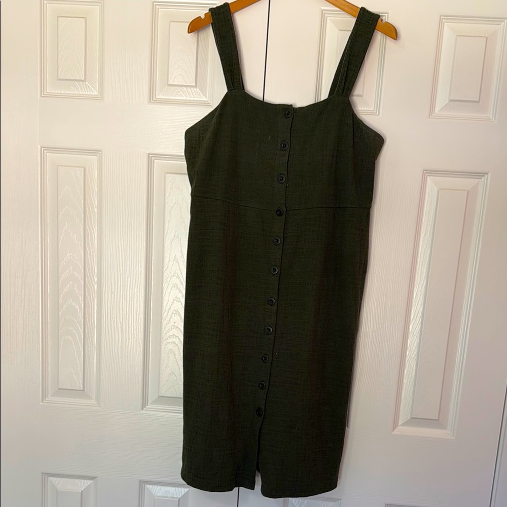 Madewell button front green dress